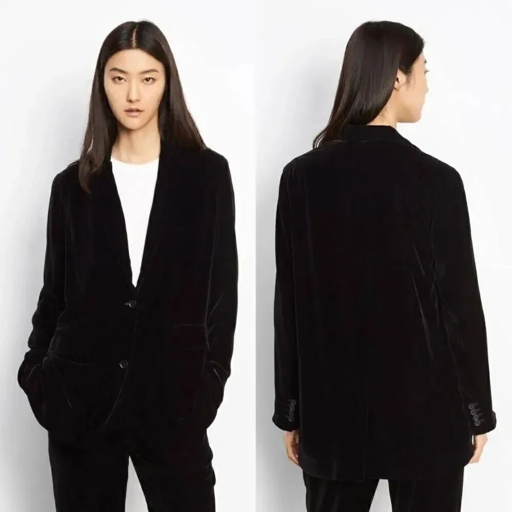 Vince - Velvet Boyfriend Blazer Black 2 $495